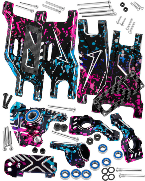 RCMYou RC Upgrades Parts for 1/10 Slash 2WD,Slash 2WD VXL,Aluminum Suspension Arms & Caster Block & Steering Blocks & Rear Stub Axle Carriers.Colorful
