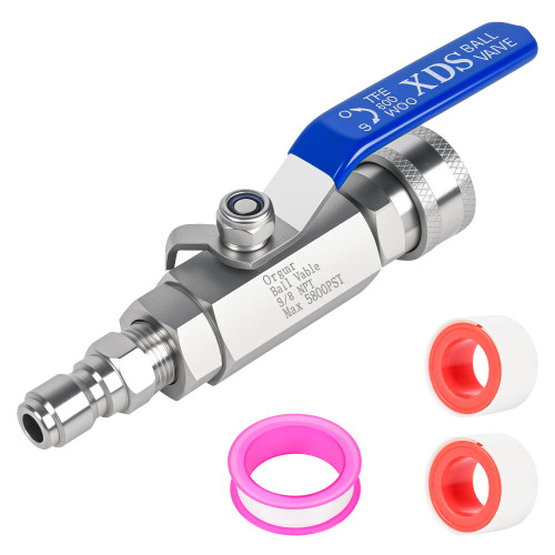 Heavy-Duty Stainless Steel High Pressure Washer Ball Valve Kit - 3/8" Quick Connect 5800PSI Leak-Proof Valve for Power Washer Hose & Spray Gun, Hot Water Resistant (Fit Most Washers)