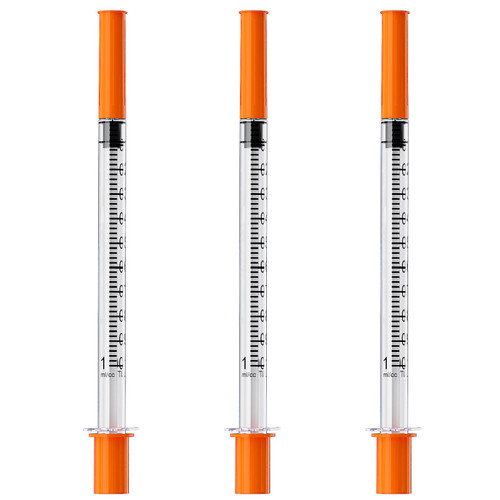 1mL/cc Syringes with Needle 30G 5/16" (8mm), Individually Wrapped, Pack of 100