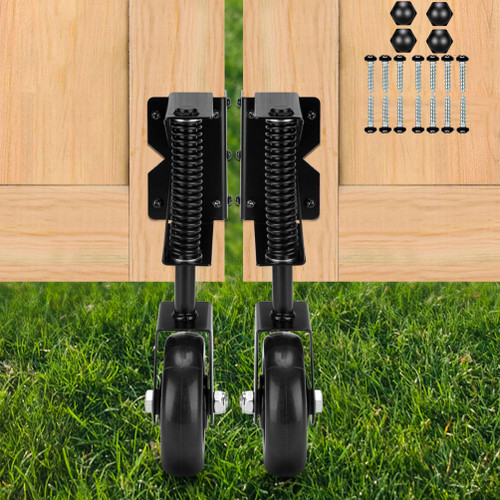 Real Fancy 4.3" Heavy Duty Gate Wheel - Spring Loaded PVC Gate Wheel, 360° Rotation Gate Caster for Privacy Fence Gate/Garden Gate, Rust-Resistant & Easy Installation, 2 Pack
