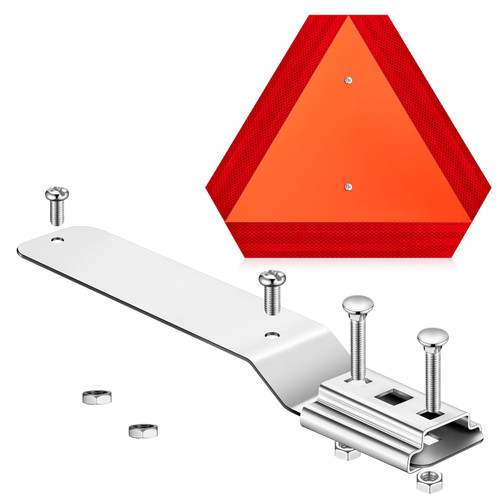 Yaocom 1 Set Slow Moving Vehicle Sign with Mounting Bracket 14 x 16 Inch Slow Moving Vehicle Triangle Sign Aluminum Warning Triangles for Vehicles Golf Cart Tractor Outdoor Accessories