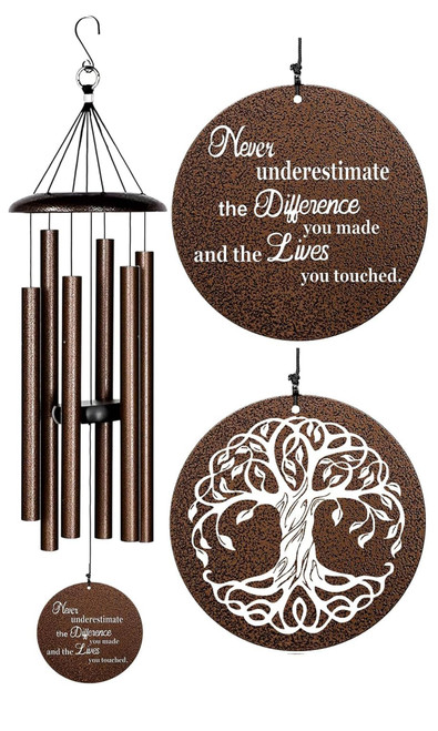 Retirement Wind Chime, Tree of Life, Inspirational Retirement Gifts for Men, Women, Teacher, Co-Worker, Employee, Nanny, Nurse Going Away Gifts Retirement Decorations(Copper)