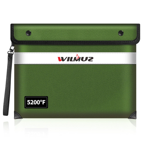 Upgraded 5200°F Heat Insulated Fireproof Money Bag with 8 Layers of Protective Material,13.9”x10.6” Fire Proof Bag for Documents with Zipper,Fireproof Pouch for Cash,Jewelry(Green)