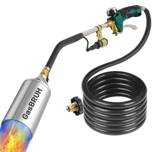 GasBRUH Propane Torch Burner Weed Torch,360,000 BTU Heavy Duty Blow Torch with Turbo Trigger and 10 FT Hose,propane weed burner torch with Igniter,Flame throwe for Weed,Garden,Wood,Charcoal,Ice Snow