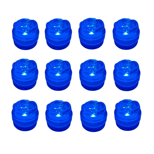 Zhiweikm Bright LED Battery Operated Flameless Tea Light, Submersible Tea Candle Waterproof Decorations Underwater Vase Light for Party & Wedding, Pack of 12 (Blue)