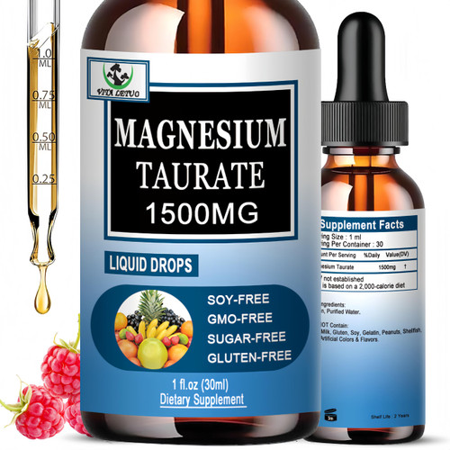 Magnesium Taurate Liquid Drops, High Absorption Magnesium Taurate 1500mg for Cardiovascular Health, Muscle, Joint, and Heart Health*, Liquid Magnesium Supplement for Adults Women & Men, 30 Servings