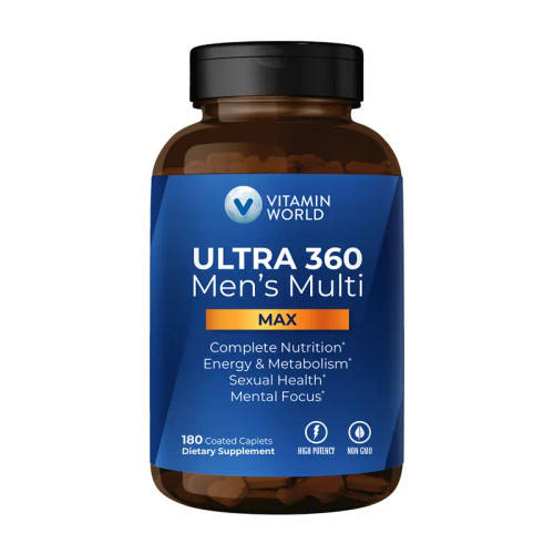 Vitamin World ULTRA 360 Men's Max Multivitamin, Max for Men Daily Multivitamin - Non-GMO, Gluten Free - Supplement, Healthcare Fitness, Edible Dietary-90 Caplet Vitamin World ULTRA 360 Men's Max Multivitamin, Max for Men Daily Multivitamin - Non-GMO, Gluten Free - Supplement, Healthcare Fitness, Edible Dietary-90 Caplet