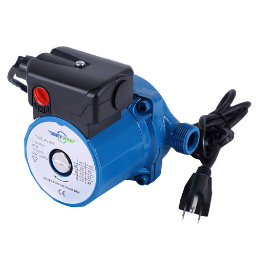 BOKYWOX 110V NPT3/4'' Domestic Hot Water Circulation Pump 3-Speed Hot Water Recirculating Pump 93W Circulator Pump for Solar Heater/Faucet(RS15/6B) Blue