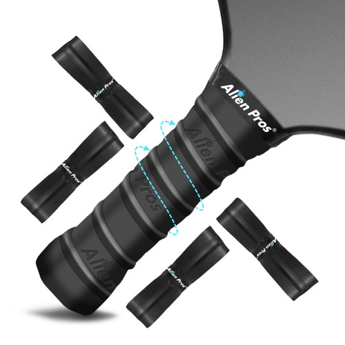 ALIEN PROS Pickleball Overgrip (4-Pack) with Ridges for Better Grip Control - Precut and Tac Feel Pickleball Grip Tape - Non-Slip Pickleball Paddle Grip Tape for High Performance (Ridged Ltac, Black)