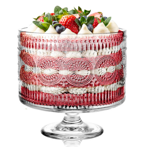 MOLIGOU Glass Trifle Bowl, 110 oz Trifle Bowl with Pedestal, Trifle Serving Dish for Layered Dessert, Fruit, Salad