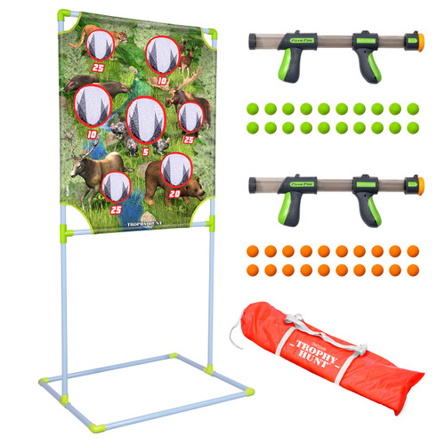 GoSports Foam Fire Games - Alien Invaders, Trophy Hunt, or Door Hang Battle Strike and Capture The Cash Targets - Include 2 Toy Blasters for Kids and Foam Ball Projectiles