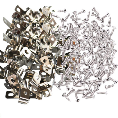 200 Pcs Fence Wire Clamps with 200 Pcs Screws, Stainless Steel Wire Clips Mount Welded Wire to Vinyl, Wood or Metal Fence (for 12-16 Gauge Wire Fencing)