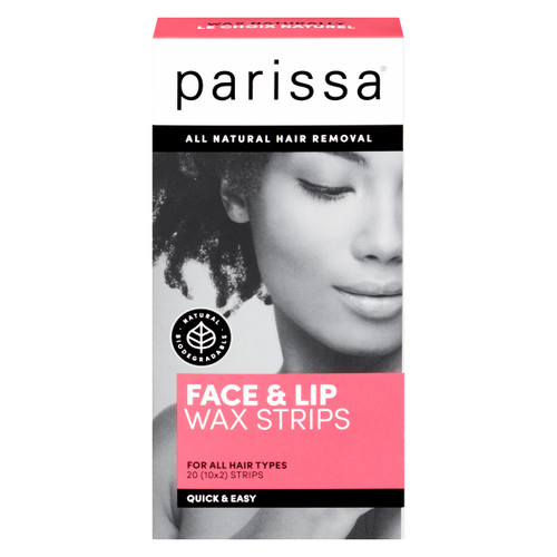 Parissa Natural Face & Lip Wax Strips | Beginner-Friendly & Gentle for Sensitive Skin | Ready-to-Use Strips for Upper Lip, Chin & Face | 20 Strips (10 x 2)