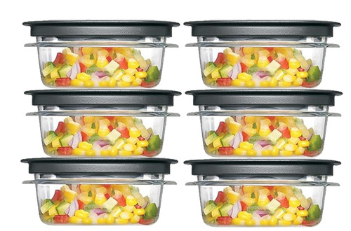 Utensilux Rubber maid Premier, 1.25 Cup Premier Flex & Seal Food Storage Set, 6 Tritan Containers, 6 Grey Flex and Seal Lids, 12 Piece Bundle Set Bundle