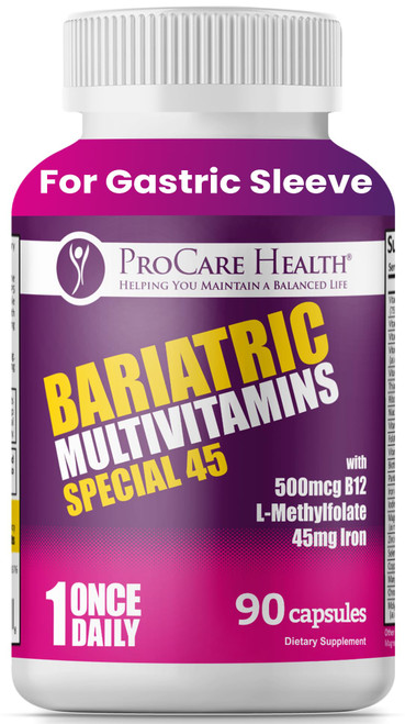 ProCare Health Bariatric Multivitamin with Iron 45mg (90 Capsules) with Reduced B12 - Post-Op Bariatric Vitamins for Gastric Bypass, Sleeve, Duodenal Switch, Sustain Recovery & Energy (3 Month Supply) ProCare Health Bariatric Multivitamin with Iron 45mg (90 Capsules) with Reduced B12 - Post-Op Bariatric Vitamins for Gastric Bypass, Sleeve, Duodenal Switch, Sustain Recovery & Energy (3 Month Supply)