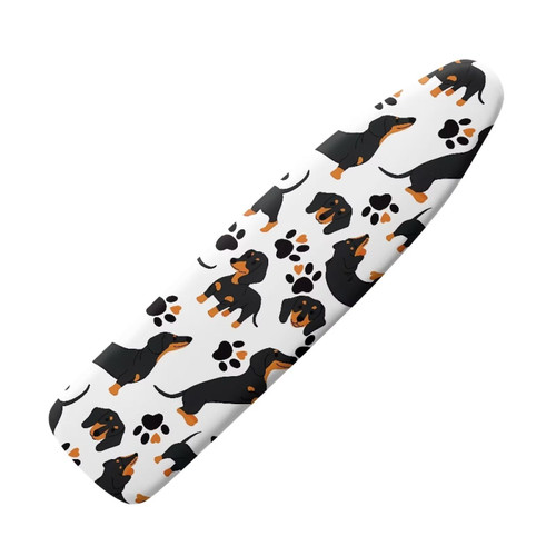 Dolyues Dachshund Iron Board Cover Standard Size Scorch Resistant Heat Insulation Ironing Board Replacement Cover, Cute Dog Paw Print Ironing Board Cover and Pad Non-Slip Iron Board Cover