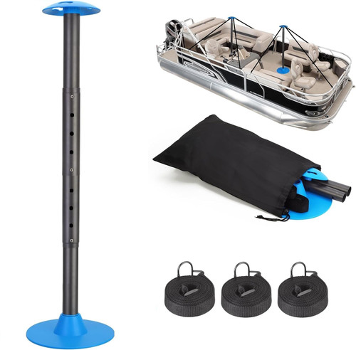 Nukugula Windproof Boat Cover Support Pole System 1 Pcs with 8 Adjustable Heights Telescoping Steel Furniture Cover Support Poles 18"-57" with Straps Storage Bag