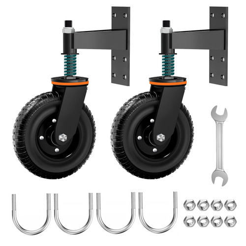 6 Inch Fence Gate Wheels - Heavy Duty Gate Wheels for Metal Tube Gate Wooden Fence Gate, 500lb Capacity 360 Degree Rotation Spring-Loaded Farm Garden Caster with Screws & Screwdriver, 2 Pack
