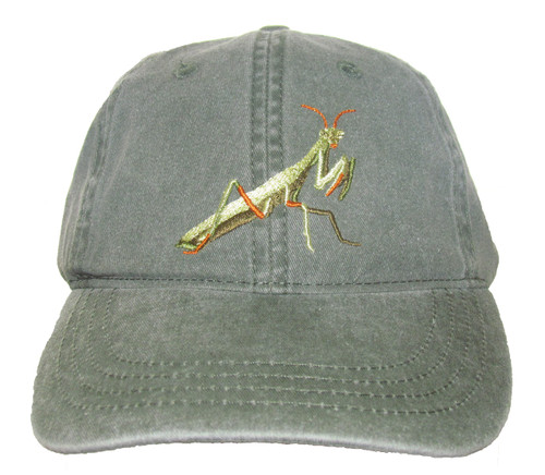 Tom's Bird Feeders Praying Mantis Embroidered Cotton Cap Green