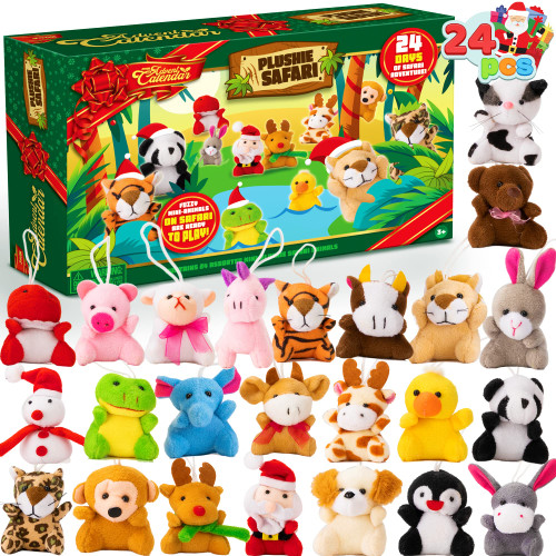 JOYIN 2025 Christmas Advent Calendar with Mini Animal Plush, 24 Days Countdown Advent Calendar with 24 Stuffed Animals, Kids Girls Party Favor, Xmas Gift Classroom Prizes, Christmas Party Favor Gifts
