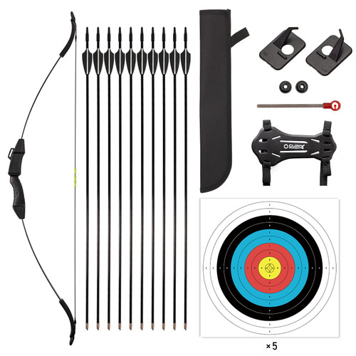 LWANO 42" Bow and Arrow Set for Kids, Archery Beginner Gift with 10 Arrows, 5 Target Face for Backyard Game (Black)