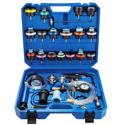 VTG VOGTEN 28PCS Coolant Pressure Tester & Vacuum Refill Kit,Radiator Pump Pressure Tester Kit for Automotive Cooling System Water Tank Leakage Detection