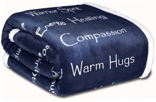 WOLF CREEK BLANKET - Compassion Blanket (Brand)- Strength Courage Super Soft Warm Hugs, Get Well Gift Blanket Plush Healing Thoughts Positive Energy Love & Hope (Blue, 50 x 65 Sherpa)