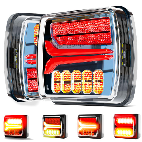 Ciascy 2PCS Rechargeable Magnetic Wireless LED Trailer Rear Lights Kit, LED Turn Brake Parking Lights Board Tail Brake Stop Indicator License Plate Lamp for Trucks, Trailers, Caravans, RVs 4pin 7pin