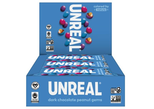 Unreal Dark Chocolate Peanut Gems | Certified Vegan Fair Trade, Non-GMO | Made with Gluten Free Ingredients and Colors from Nature | No Sugar Alcohols or Soy 1.5 Oz (Pack of 12)