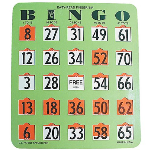 MaxiAids Easy Read Finger Tip Bingo Card - Green