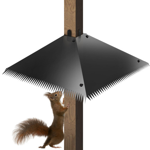 TSSOIYLR Metal Squirrel Baffles with Spikes - Galvanized Steel Squirrel Guards for 4x4 Posts and Bird Feeder Poles - Keeps Squirrels and Raccoons out of Birdhouses (1 Pack)