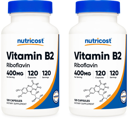Nutricost Vitamin B2 (Riboflavin) 400mg, 120 Capsules (2 Bottles)
