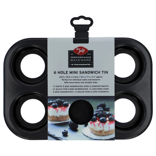 Tala Non Stick 10.5" 6 Cup Mini Sandwich Cake Tray, Black
