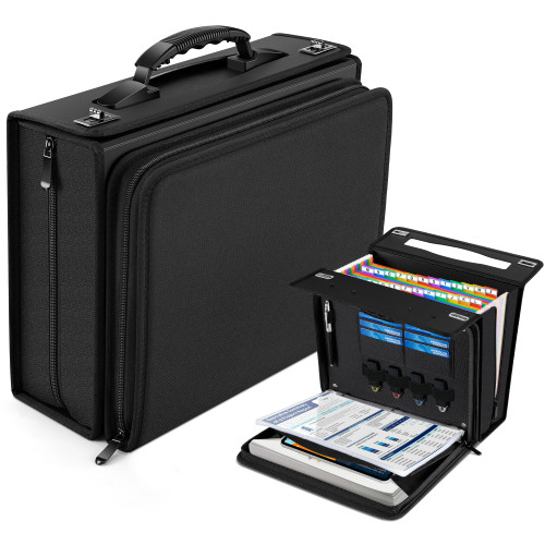 Zannaki Accordion File Organizer with Binder, Portable 24 Pockets Expanding File Folder with Handle, Important Document Box Folio, Expandable Briefcase Filing Storage for Letter A4 Paper Receipt Bill