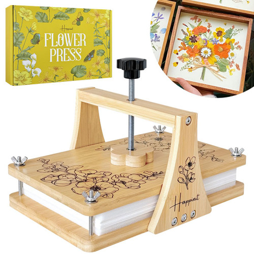Happinit Large Flower Press Kit - 6 Layers 11" x7" Even Pressure for DIY Arts, Pressing for Adults, Dried Plant Preservation for Craft Lovers