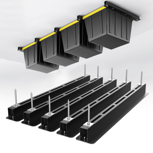 EVERHANGER Ceiling Storage Rack, Heavy Duty Overhead Garage Storage Rack, Adjustable Ceiling Bin Storage System, 5 Sets for 4 Bins, 26 Inch