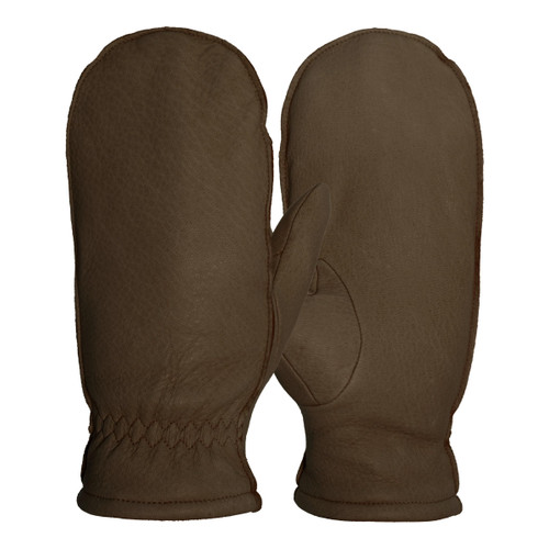 Pratt and Hart Snowfall Women’s Deerskin Leather Mittens with Finger Liners Size S Brown