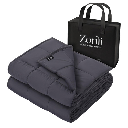 ZonLi Weighted Blanket (60"x80", 20lbs, Dark Grey) Queen Size Weighted Blanket for Adults, High Breathability Heavy Blanket, Soft Material with Premium Glass Beads