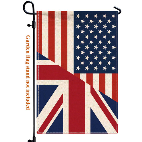 British USA Friendship Garden Flag,12x18 in Heavy Duty Great Britain UK America US Outdoor Banner for Patio Yard with Double Side