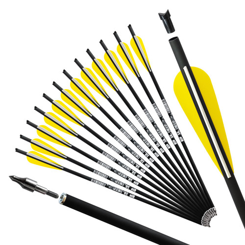 REEGOX Crossbow Bolts 16/18/20 inch Bio Crossbow Arrows with Moon Nocks and Removable Tips (Pack of 12) (20"-Yellow)