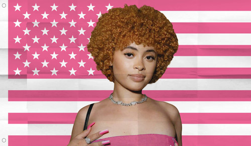 WENWELL Ice Rapper Spicy flag 3x5 Ft Outdoor Indoor,pink Icespice Poster American flag tapestry for Bedroom Living room dorm wall with Brass Grommets Vivid Color and Fade Proof Decorations