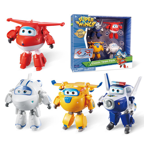 Super Wings 5" Transformable Toys 4-Pack Action Figure Tobot, Transforming Airplane Robot Toys for Boys & Girls Age 3+, Gifts for Preschool Kids, Jett, Paul, Donnie, Astra