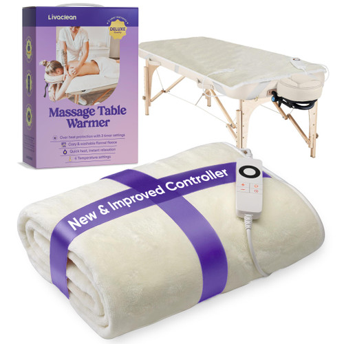 Livaclean Massage Table Warmer Heating Pad - 6 Temperature Settings - 71" x 31.5” - Soft Flannel Fleece Spa Bed Warmer - Electric Massage Table Heating Pad - 2 Year Replacement Guarantee