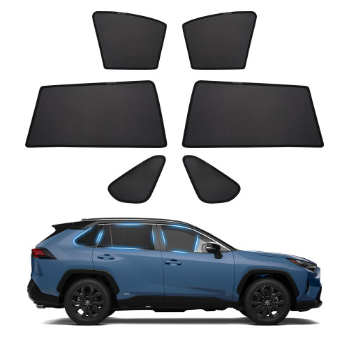 Powerty Custom Fit for Side Window Shade Toyota RAV4 2019-2024 2025-6 Pack 100% Light Block Car Priavcy Curtains Shades for Baby, Camping, Napping, Sleeping