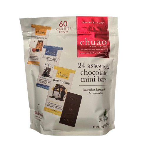 Chuao Chocolatier 24 Assorted Mini Chocolate Bars – Firecracker, Honeycomb & Potato Chip, 9.3 oz