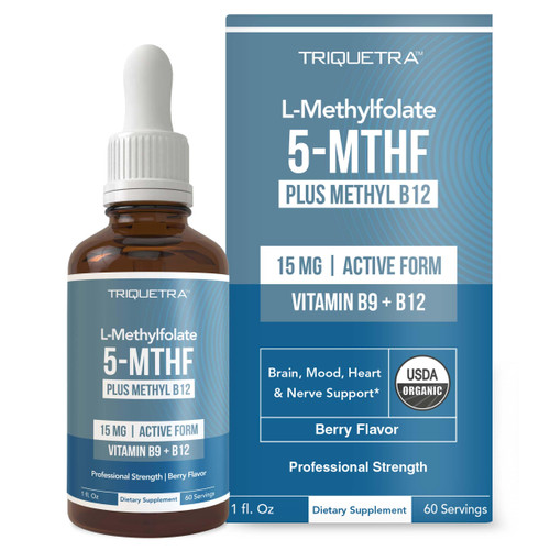 L Methyl Folate 15mg Plus Methyl B12 Cofactor – Organic Berry Flavor, High Potency Liquid Sublingual Active 5-MTHF Form - Supports Mood, Methylation, Cognition – Bioactive Forms Vitamin B9 & B12 (1oz) L Methyl Folate 15mg Plus Methyl B12 Cofactor – Organic Berry Flavor, High Potency Liquid Sublingual Active 5-MTHF Form - Supports Mood, Methylation, Cognition – Bioactive Forms Vitamin B9 & B12 (1oz)