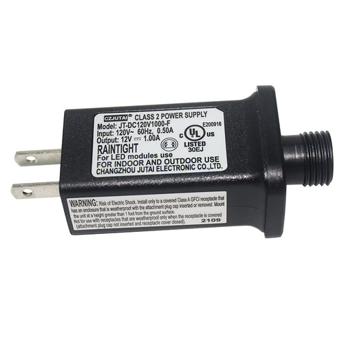 12V 1A Class 2 Power Supply, CZJUTAI JT-DC120V1000-F UL Listed LED Transformer Replacement for Christmas Tree, String Light, Fountain Lights, Inflatable Device (12V 12W)