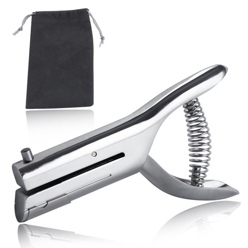 SPEEDWOX Deep Throat Heavy Duty Hand Held Single Hole Punch 1/8 inch (3 mm) for Paper ID PVC Cards Plastic Cardboard Photos