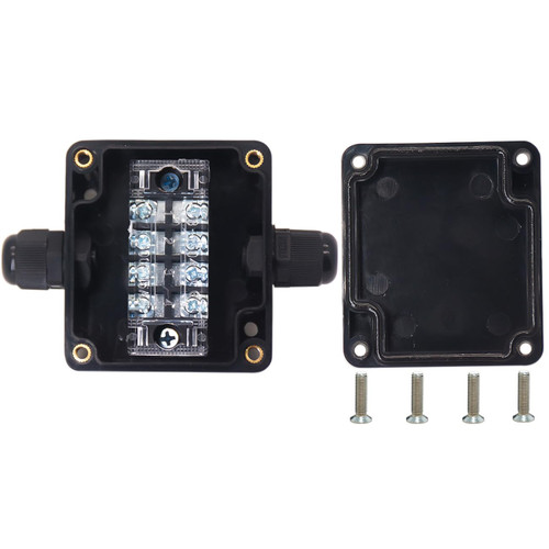 YETLEBOX Watertight Junction Box, IP67 Waterproof Electrical Project Box with 4P 15A Barrier Terminals,1 in/1 Out Cable Glands Electronic Enclosure 2.48" x 2.28" x 1.37"