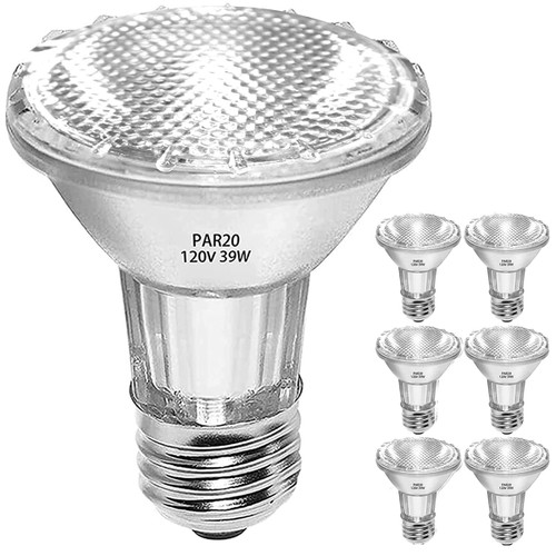 Jaenmsa PAR20 Flood 39W 120V Halogen Light Bulbs 6 Pcs, PAR20 39W ECO Halogen Bulb Warm White 2700K, Dmimable Par20 E26 Halogen Bulb 1755 Lumens Reflector for Track Lighting & Hood Range Light Bulbs